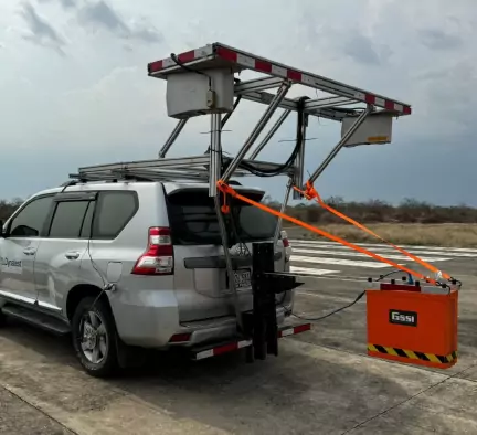 Ground Penetrating Radar (GPR) performing layer thickness estimation.